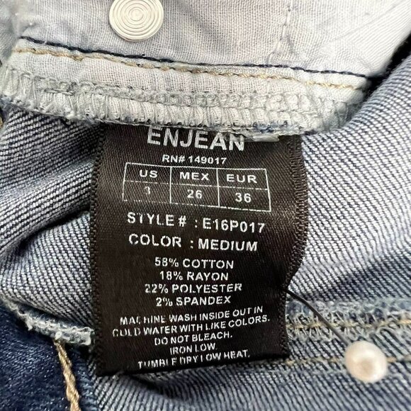 Enjean Womens Blue Regular Fit Medium Wash Distressed Skinny Leg Jeans Size 3 - Picture 8 of 8